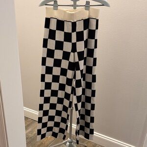 Lucca Stylish Black and White Checkered Wide Leg Pants